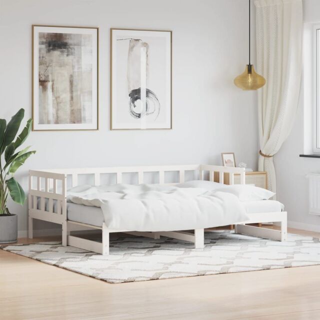 Berkfield Home Daybed with Trundle White 80x200 cm Solid Wood Pine - image 1