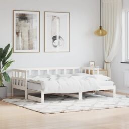 Berkfield Home Daybed with Trundle White 80x200 cm Solid Wood Pine - thumbnail 1