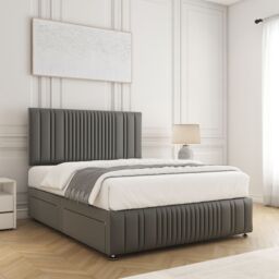 "BSSPOKE Rosie Divan Bed Set 24""Headboard & Footboard 2Drawers Footend Mattress in Grey - Size: Double" - thumbnail 3