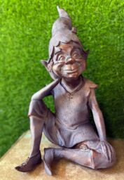 Inspirational Gifting Pixie Sitting Garden Ornament Sculpture Resin Statue in Bronze - thumbnail 3