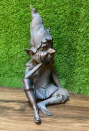 Inspirational Gifting Pixie Sitting Garden Ornament Sculpture Resin Statue in Bronze - thumbnail 4