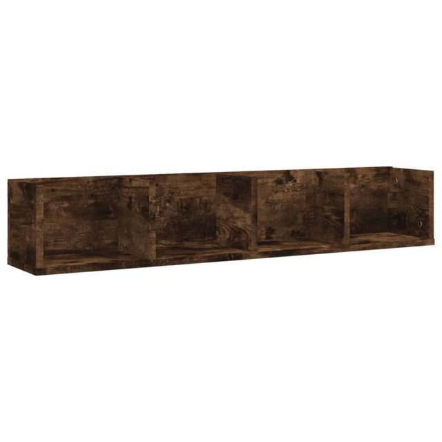 Berkfield Home CD Wall Shelf Smoked Oak 100x18x18 cm Engineered Wood in Brown - Size: 100 x 18 x 18 cm - image 1