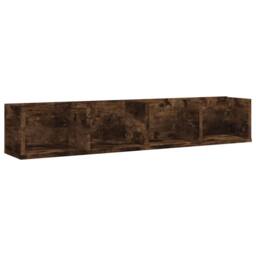 Berkfield Home CD Wall Shelf Smoked Oak 100x18x18 cm Engineered Wood in Brown - Size: 100 x 18 x 18 cm