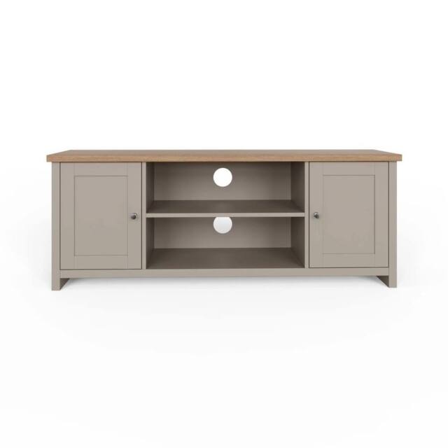 FORGEVIO Large TV Media Stand, Storage Sideboard with Display Shelves in Grey - image 1