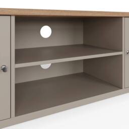 FORGEVIO Large TV Media Stand, Storage Sideboard with Display Shelves in Grey - thumbnail 4