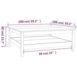 Berkfield Home Coffee Table 100x100x40 cm Solid Wood Pine in Light Tan - Size: 100 x 100 x 40 cm - thumbnail 7