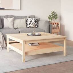 Berkfield Home Coffee Table 100x100x40 cm Solid Wood Pine in Light Tan - Size: 100 x 100 x 40 cm - thumbnail 4