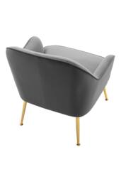 Modern Upholstered Grey Velvet Armchair with Gold-Plated Legs - thumbnail 6