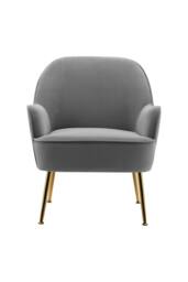 Modern Upholstered Grey Velvet Armchair with Gold-Plated Legs - thumbnail 4