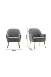 Modern Upholstered Grey Velvet Armchair with Gold-Plated Legs - thumbnail 3