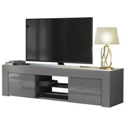 FORGEVIO Unit TV Stand Sideboard Cabinet Grey High Gloss Media - thumbnail 7