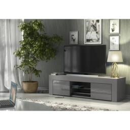 FORGEVIO Unit TV Stand Sideboard Cabinet Grey High Gloss Media - thumbnail 3