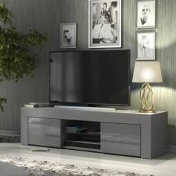 FORGEVIO Unit TV Stand Sideboard Cabinet Grey High Gloss Media