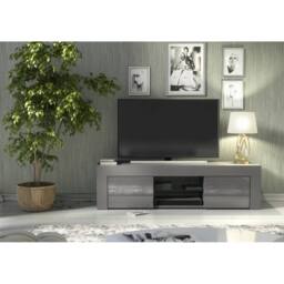 FORGEVIO Unit TV Stand Sideboard Cabinet Grey High Gloss Media - thumbnail 4