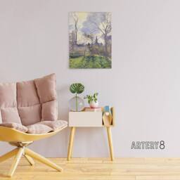 "Artery8 The Bell Tower of Bazincourt Pissarro Canvas Wall Art Print - Size: W18"" x H24""" - thumbnail 3
