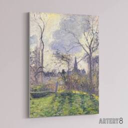 "Artery8 The Bell Tower of Bazincourt Pissarro Canvas Wall Art Print - Size: W18"" x H24""" - thumbnail 2