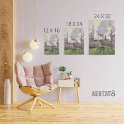 "Artery8 The Bell Tower of Bazincourt Pissarro Canvas Wall Art Print - Size: W18"" x H24""" - thumbnail 4