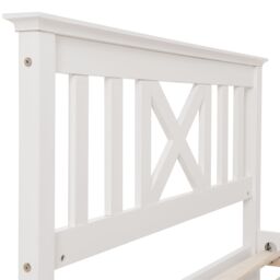 Matteo Wooden Bed Frame with Drawers Single Storage Bed Solid Pine Wood in White - thumbnail 5