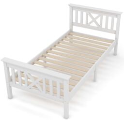 Matteo Wooden Bed Frame with Drawers Single Storage Bed Solid Pine Wood in White - thumbnail 4