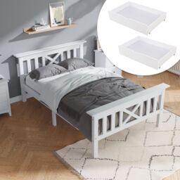 Matteo Wooden Bed Frame with Drawers Single Storage Bed Solid Pine Wood in White - thumbnail 2