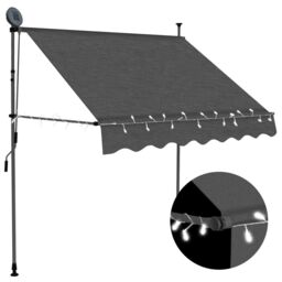 Berkfield Home Manual Retractable Awning with LED 100 cm Anthracite in Black - thumbnail 1
