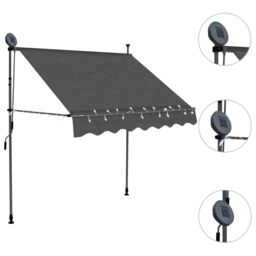 Berkfield Home Manual Retractable Awning with LED 100 cm Anthracite in Black - thumbnail 3