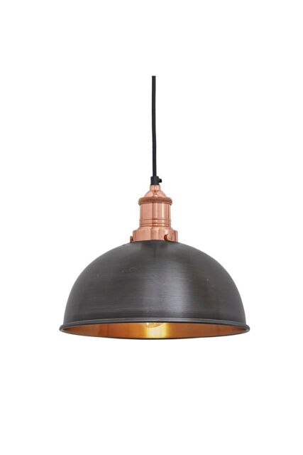 Industville Brooklyn Dome Pendant, 8 Inch, Pewter & Copper, Copper Holder - image 1