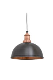 Industville Brooklyn Dome Pendant, 8 Inch, Pewter & Copper, Copper Holder - thumbnail 2