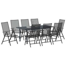 Berkfield Home 9 Piece Garden Dining Set Anthracite Steel in Dark Grey - thumbnail 3