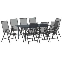 Berkfield Home 9 Piece Garden Dining Set Anthracite Steel in Dark Grey - thumbnail 1