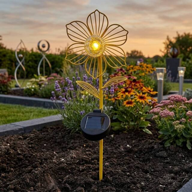 Garden Greatness Lunaria Canary Solar Flower Stake Light in Yellow - image 1