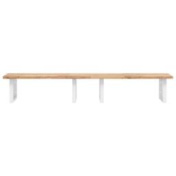 Berkfield Home Basin Shelf Wall Mounted Steel & Solid Wood Acacia in Brown - thumbnail 4