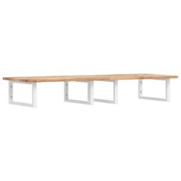 Berkfield Home Basin Shelf Wall Mounted Steel & Solid Wood Acacia in Brown - thumbnail 2