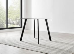 FurnitureboxUK Seattle 80cm 4-Seater Square Space Saving Glass Dining Table With Metal Legs in Black - thumbnail 6