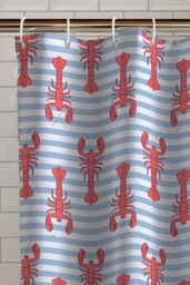 Catherine Lansfield 'Lobster' Shower Curtain Panel in Red - Size: 180 cm width x 180 cm drop