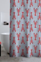 Catherine Lansfield 'Lobster' Shower Curtain Panel in Red - Size: 180 cm width x 180 cm drop - thumbnail 2