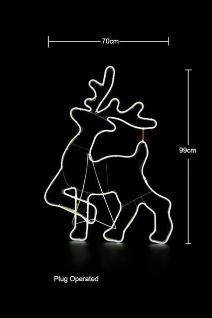Shatchi Walking Reindeer Neon Effect Rope Light Silhouette Double Side 90 Cool White LEDs Christmas Outdoor - image 1
