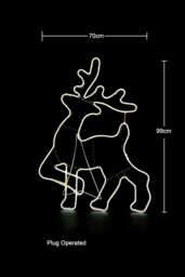 Shatchi Walking Reindeer Neon Effect Rope Light Silhouette Double Side 90 Cool White LEDs Christmas Outdoor - thumbnail 1