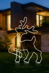 Shatchi Walking Reindeer Neon Effect Rope Light Silhouette Double Side 90 Cool White LEDs Christmas Outdoor - thumbnail 2