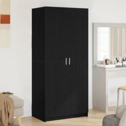 Berkfield Home Wardrobe Black Oak 80x51x180 cm Engineered Wood - Size: 80 x 51 x 180 cm - thumbnail 1