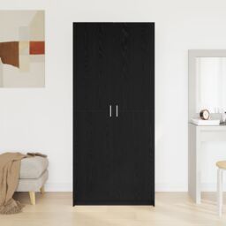 Berkfield Home Wardrobe Black Oak 80x51x180 cm Engineered Wood - Size: 80 x 51 x 180 cm - thumbnail 4