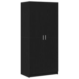 Berkfield Home Wardrobe Black Oak 80x51x180 cm Engineered Wood - Size: 80 x 51 x 180 cm - thumbnail 2