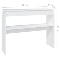 Berkfield Home Console Table White 102x30x80 cm Engineered Wood - Size: 102 x 30 x 80 cm - thumbnail 6