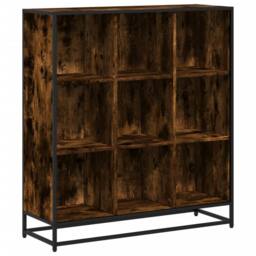 Berkfield Home Bookcase Smoked Oak 97.5x33x107.5 cm Engineered Wood & Metal in Brown - thumbnail 1