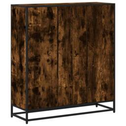 Berkfield Home Bookcase Smoked Oak 97.5x33x107.5 cm Engineered Wood & Metal in Brown - thumbnail 6