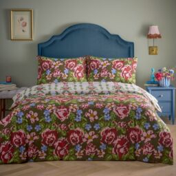 Furn Feeoni Cottage Floral Duvet Set in Green - Size: Super King - thumbnail 4