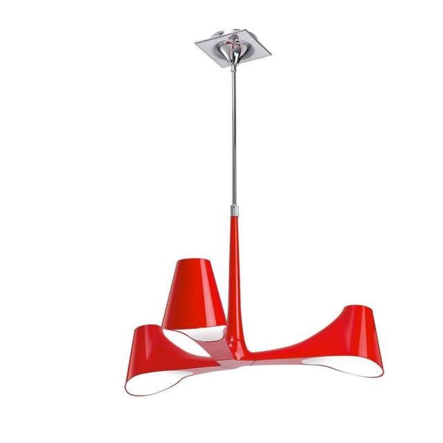 Netlighting Ora Telescopic Convertible To Semi Flush 3 Light E27 Gloss Red Chrome - image 1