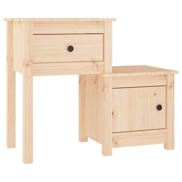 Berkfield Home Beautiful Bedside Cabinet 2 pcs 79.5x38x65.5 cm Solid Wood Pine in Natural - image 1