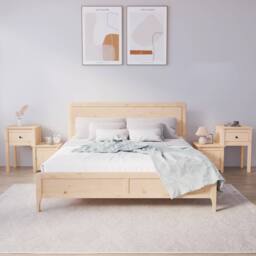 Berkfield Home Beautiful Bedside Cabinet 2 pcs 79.5x38x65.5 cm Solid Wood Pine in Natural - thumbnail 2