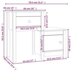 Berkfield Home Beautiful Bedside Cabinet 2 pcs 79.5x38x65.5 cm Solid Wood Pine in Natural - thumbnail 8